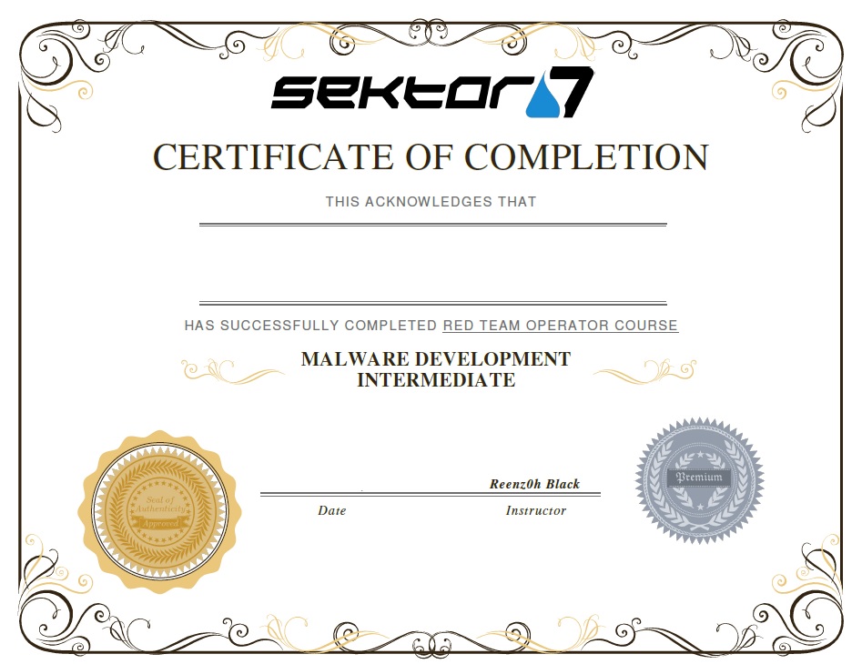 Malware Development Intermediate Course CoC